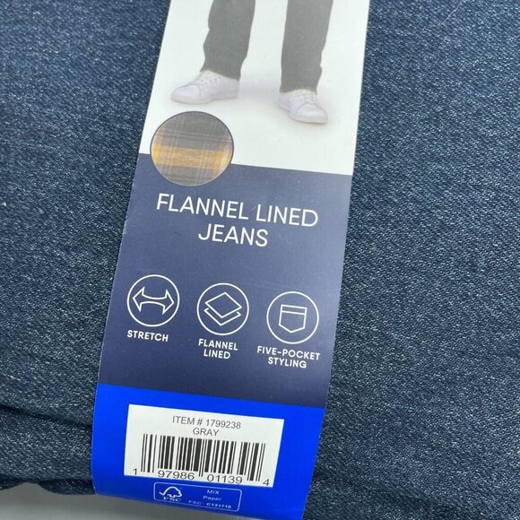 NEW Lands' End Men's Size 36X30 Flannel Lined Stretch Jeans Straight Leg - Picture 7 of 9